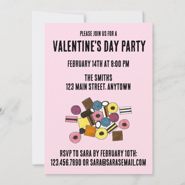 I Love You Allsorts of Ways Valentine's Day Party Invitation (Back)