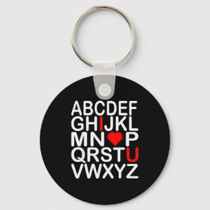 I Love You Alphabet Valentines Day Heart Fun  Keychain