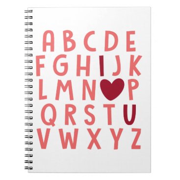 I love you alphabets cute valentine love notebook