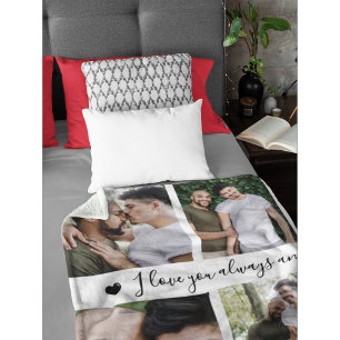 I Love You Always & Forever Modern 6 Photo Collage Fleece Blanket