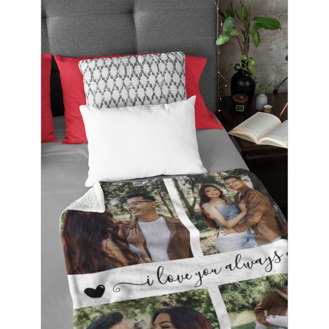 I Love You Always & Forever Modern 6 Photo Collage Fleece Blanket (Creator Uploaded)