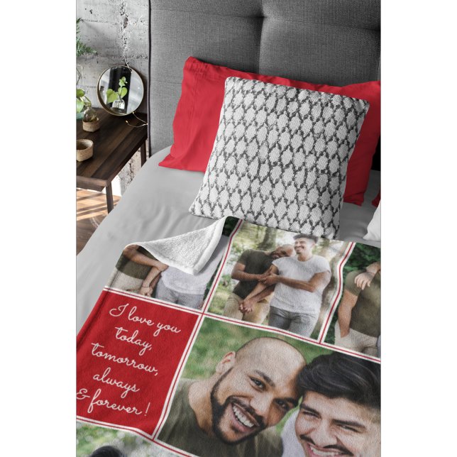 I Love You Always & Forever Modern 6 Photo Collage Fleece Blanket (Creator Uploaded)