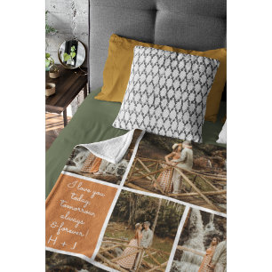 I Love You Always & Forever Modern 6 Photo Collage Fleece Blanket