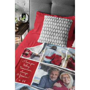 I Love You Always & Forever Modern 6 Photo Collage Fleece Blanket