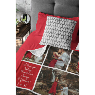 I Love You Always & Forever Modern 6 Photo Collage Fleece Blanket