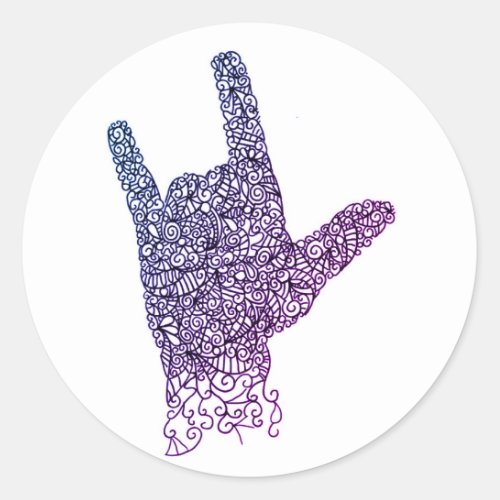 I Love You American Sign Language Round Stickers