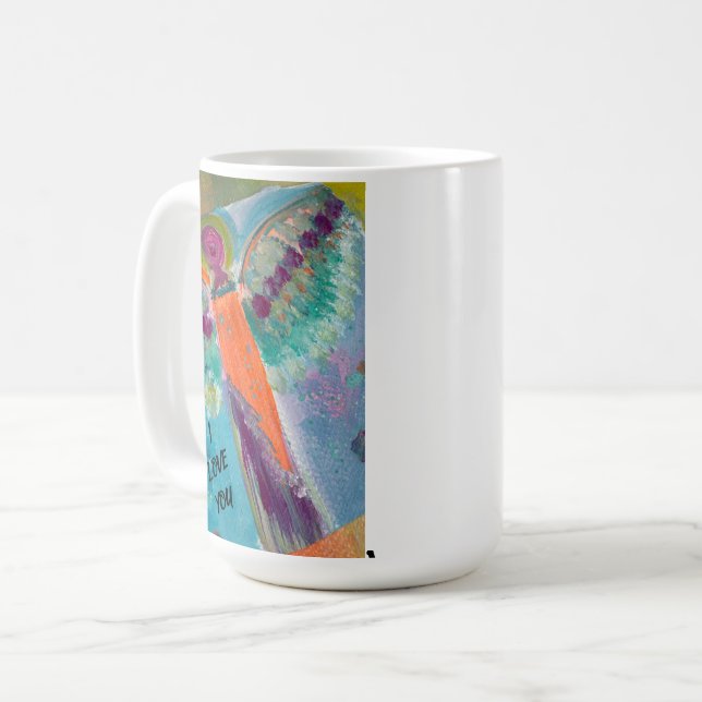 I LOVE YOU angel with original art Coffee Mug (Front Left)