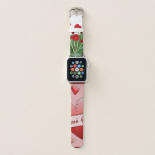 "I Love You" Apple Watch Band with Red and Pink