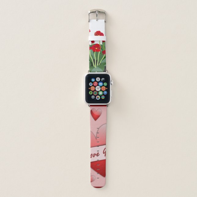 "I Love You" Apple Watch Band with Red and Pink (Front)