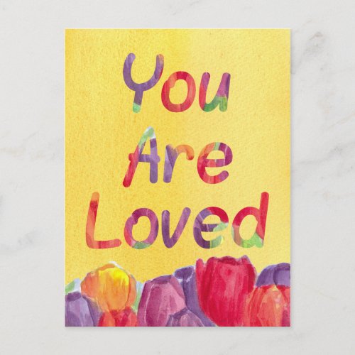 I Love You Are Loved Watercolor Tulips Postcard