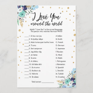 I Love You Around The World Bridal Shower Game Invitation