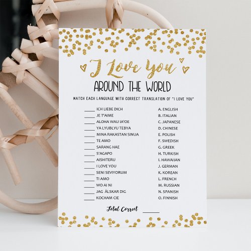 I love you around the world with Answers Game Card