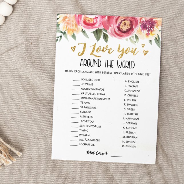 I love you around the world with Answers Game Card (Creator Uploaded)