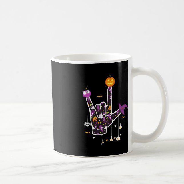 I Love You ASL Halloween Sign Language Halloween G Coffee Mug (Right)