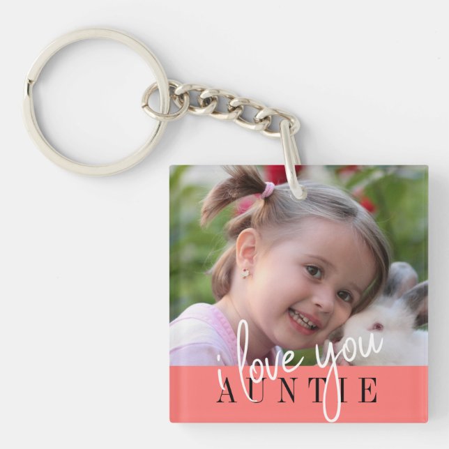 I Love You Auntie Custom Photo Keychain (Front)