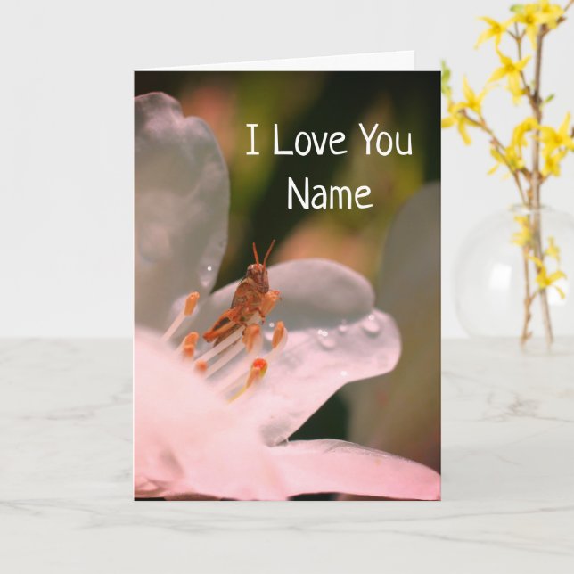 I Love You Azalea Flower Personalized  Card (Yellow Flower)