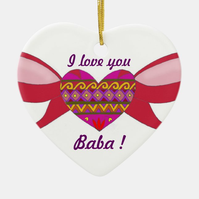 I Love You Baba Ceramic Ornament (Front)