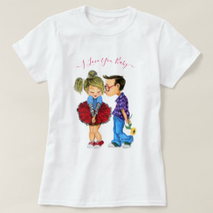 I Love You Baby - Cute Romantic Couple Love - Kiss T-Shirt