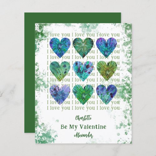 I Love You Be my Valentine Watercolor Hearts