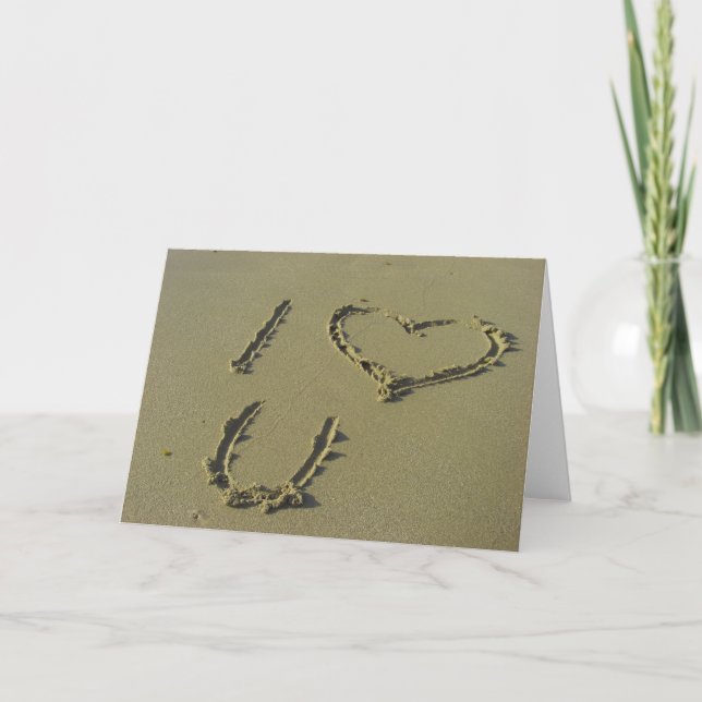 I love you - beach sand writing Greeting card (Front)