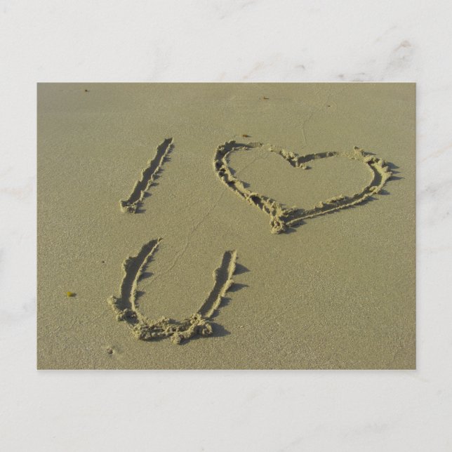I love you - beach sand writing postcard (Front)