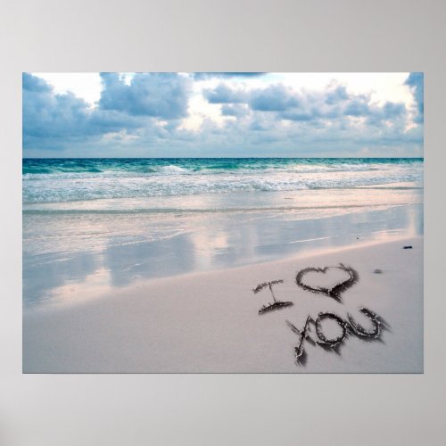 I Love You Beach Sunset Poster