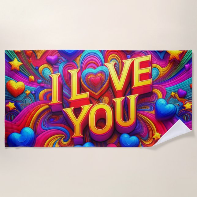 I Love You Beach Towel (Front)