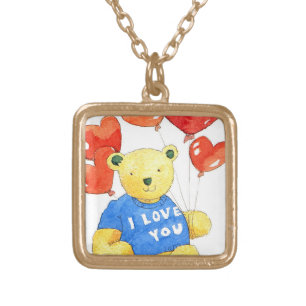 I love you bear - balloon 2011 gold plated necklace