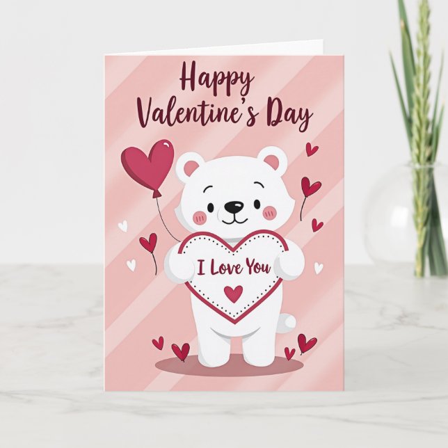 I Love You Bear Valentines Day Card (Front)