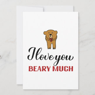 I love you beary much calligraphy holiday card