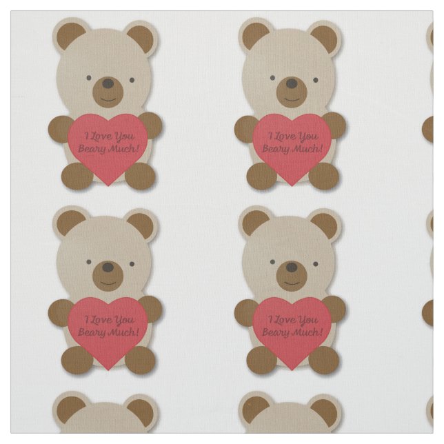 I Love You Beary Much Cute Teddy Bear Fabric (Swatch)