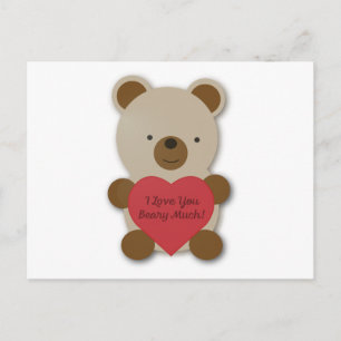 I Love You Beary Much Cute Teddy Bear Holiday Postcard