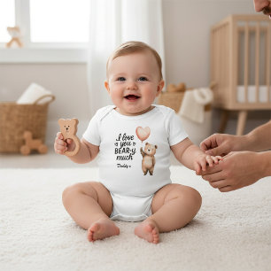 I Love You Beary Much Daddy Bear Heart Balloon  Baby Bodysuit