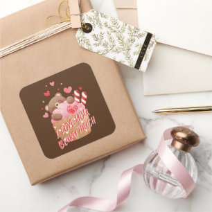I LOVE YOU BEARY MUCH funny valentine's day Square Sticker