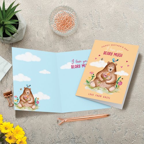 I Love You Beary Much Happy Mothers Day Cute Bear Holiday Card