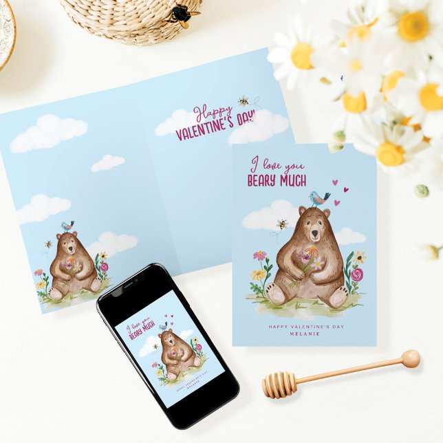 I Love You Beary Much Happy Valentine Day Bear Holiday Card (I Love You Beary Much Happy Valentine Day Bear Holiday Card)