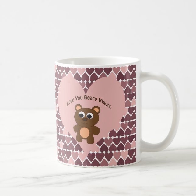I love you Beary Much! Heart Background Coffee Mug (Right)