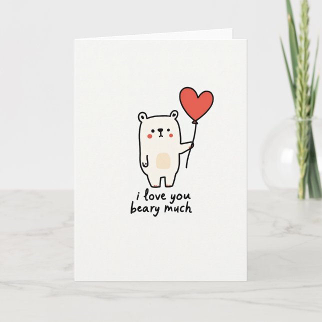 I Love You Beary Much Heart Card (Front)