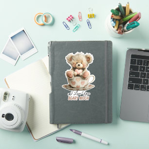 I Love You Beary Much In Cup Postcard Sticker