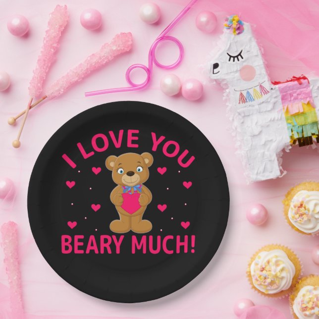 I Love You Beary Much Teddy Bear Paper Plates (Party)
