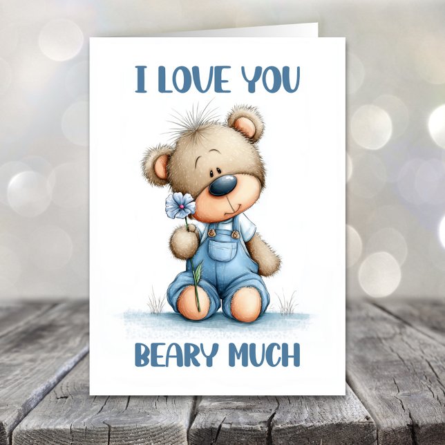 I Love You Beary Much Teddy Bear Valentines Day Holiday Card (Creator Uploaded)