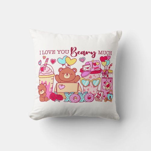 I Love You Beary Much Throw Pillow