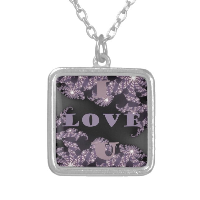 I Love You beautifully Silver Plated Necklace (Front)
