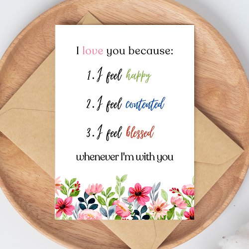 I Love You Because Card
