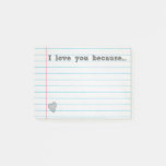 &quot;i Love You Because...&quot; Fill In The Blank Note at Zazzle