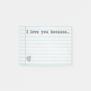 "I love you because..." fill in the blank note