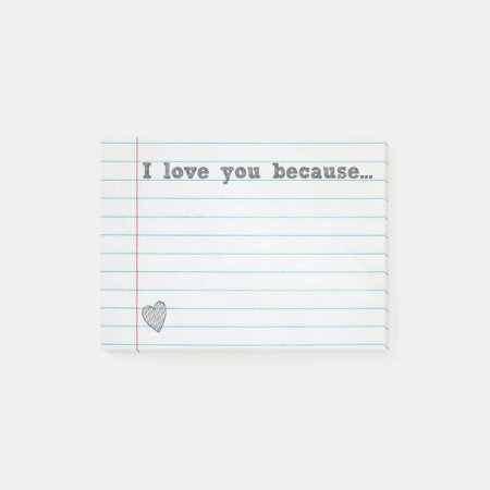 "i Love You Because..." Fill In The Blank Note