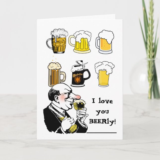 I Love You Beerly Dearly Valentine's Day  Card (Front)