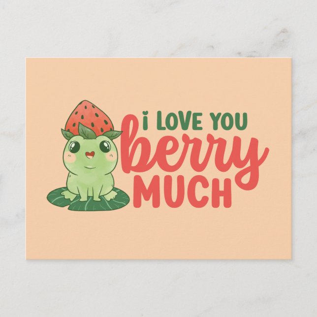 I Love You Berry Much Cute Funny Valentine's Day Postcard (Front)