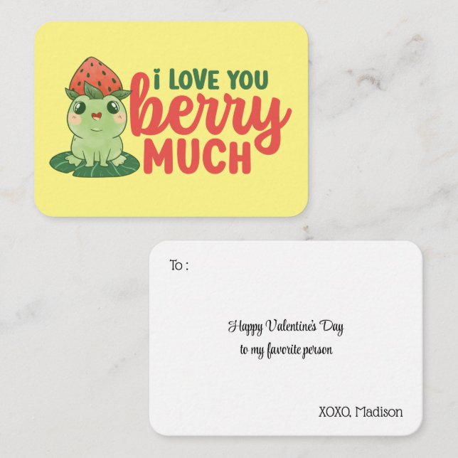 I Love You Berry Much Funny Cute Valentine's Day Note Card (Front/Back)